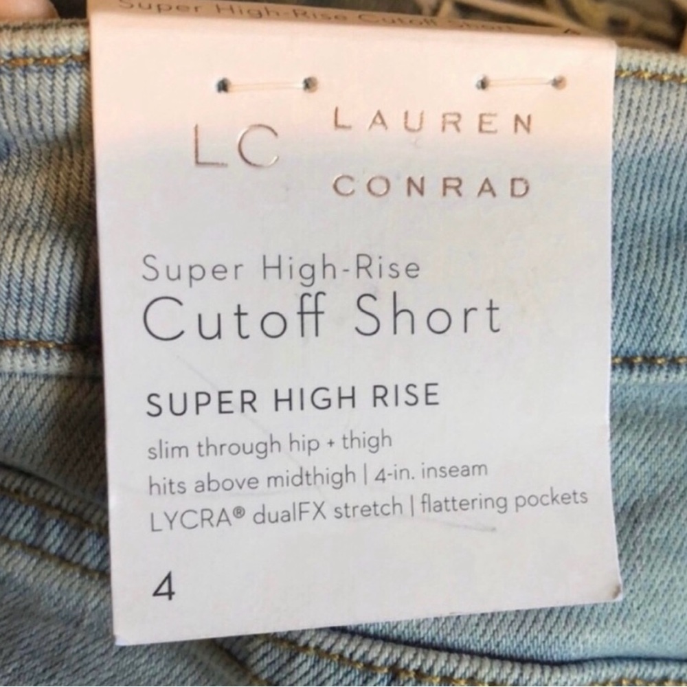 New Lauren Conrad Shorts Super High Rise Cutoff Denim Blue Jean Shorts Women’s 4 - Picture 11 of 13